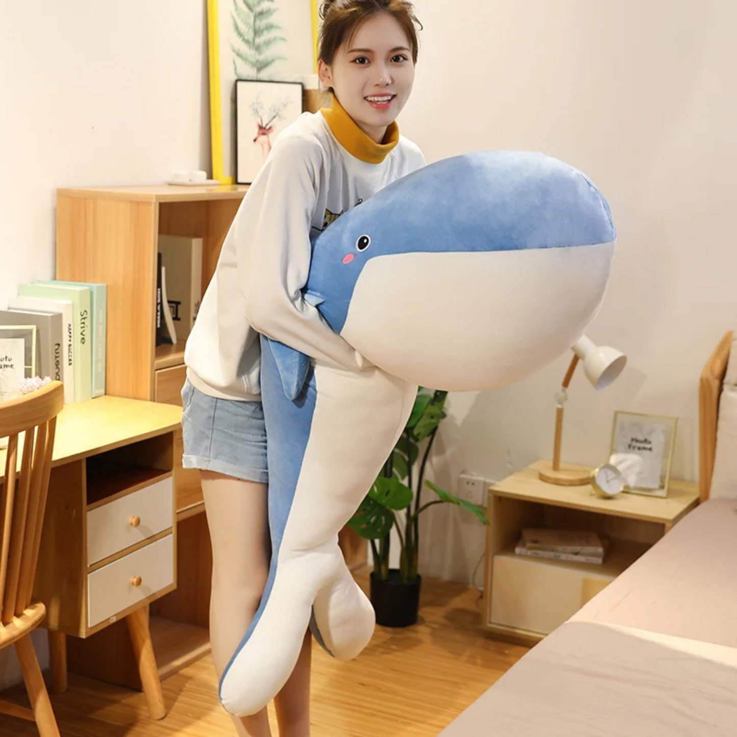 Huge Whale Plush – Giant Stuffed Animal, Cute Whale Plush Toy, Soft Fluffy Sea Animal for Kids & Adults