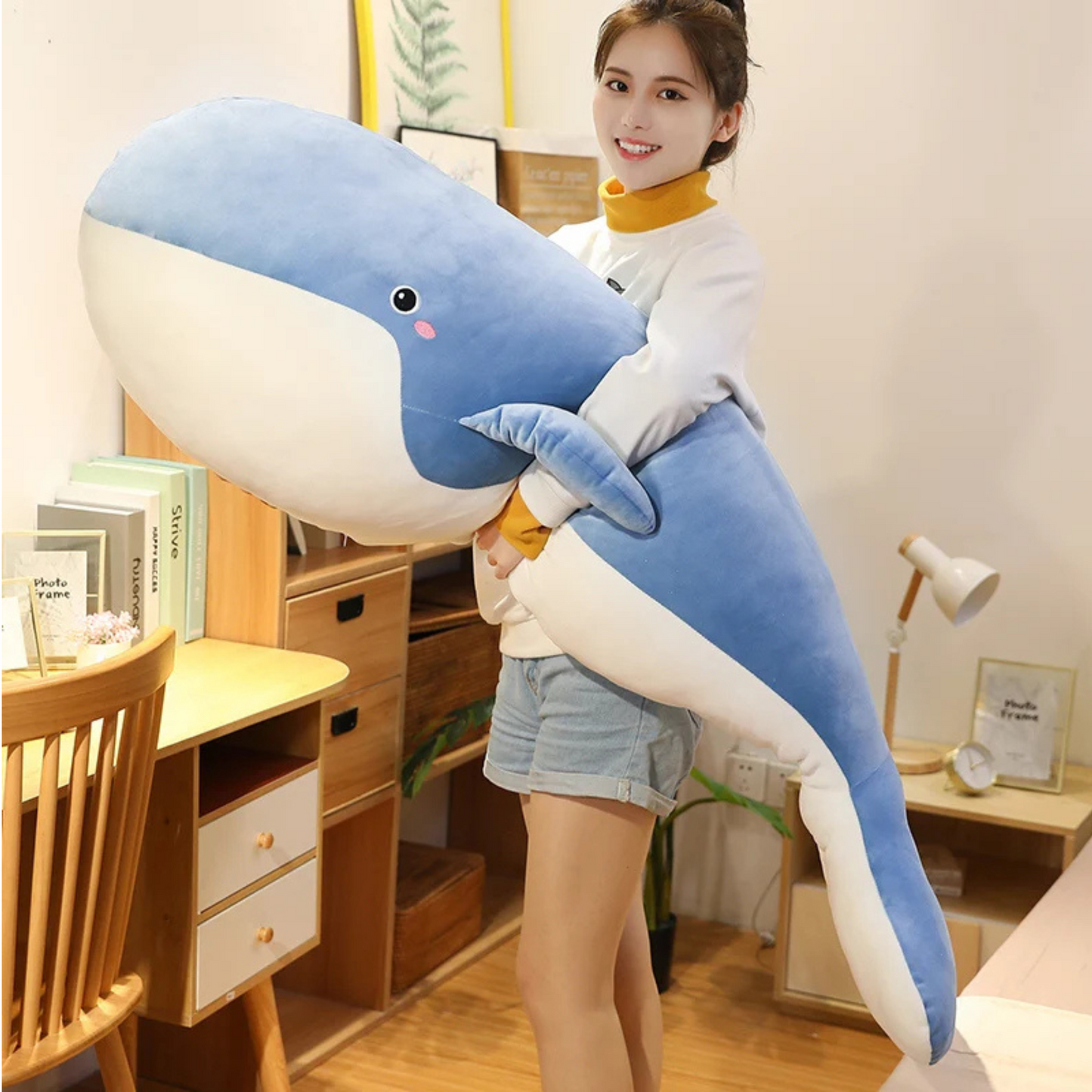 Huge Whale Plush – Giant Stuffed Animal, Cute Whale Plush Toy, Soft Fluffy Sea Animal for Kids & Adults