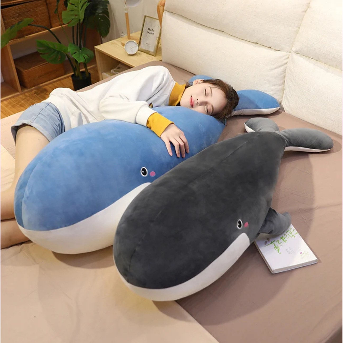 Huge Whale Plush – Giant Stuffed Animal, Cute Whale Plush Toy, Soft Fluffy Sea Animal for Kids & Adults