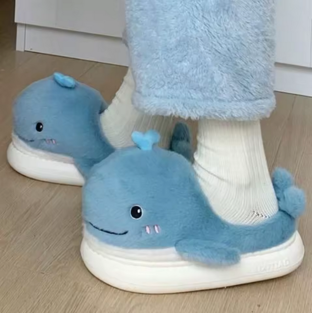 Cute Dolphin Slippers for Women & Men – Plush Animal House Shoes, Funny Bedroom Slippers, Soft Fuzzy Indoor Slippers