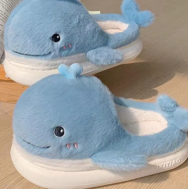 Cute Dolphin Slippers for Women & Men – Plush Animal House Shoes, Funny Bedroom Slippers, Soft Fuzzy Indoor Slippers