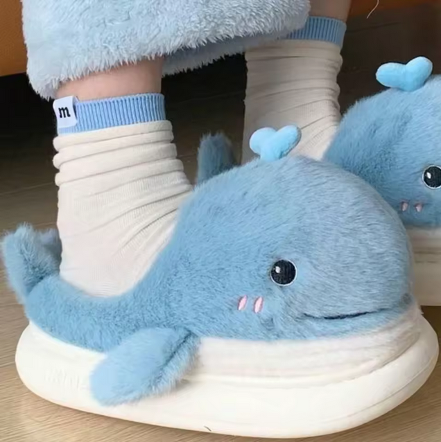 Cute Dolphin Slippers for Women & Men – Plush Animal House Shoes, Funny Bedroom Slippers, Soft Fuzzy Indoor Slippers