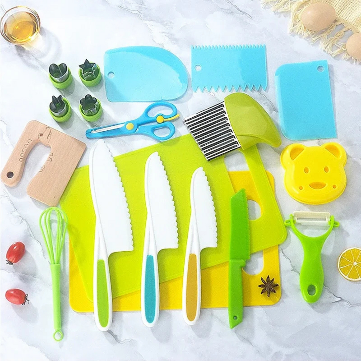 Montessori Kitchen Tools for Toddlers | 17 Pieces Kids Safe Knives for Real Cooking