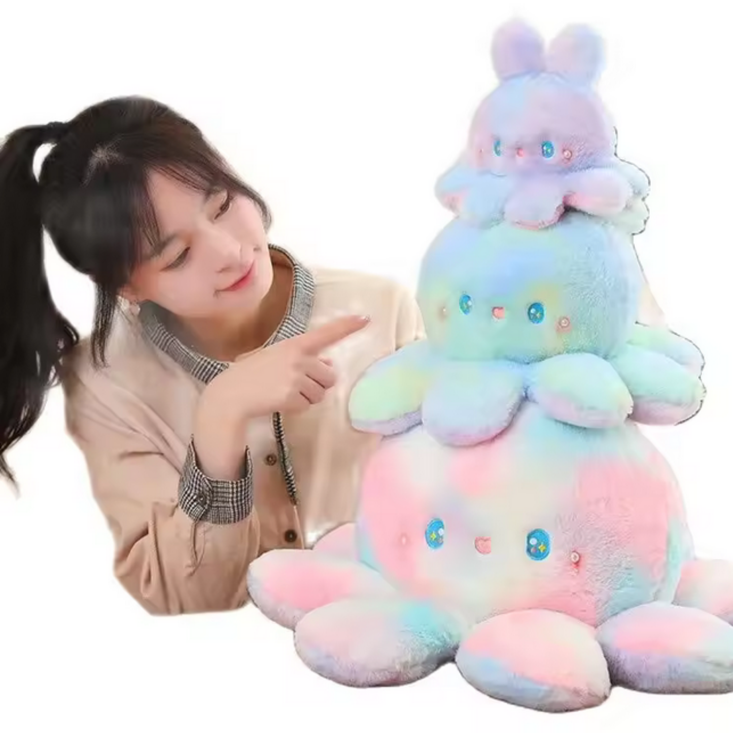 octopus plush reversible - 3 Sizes