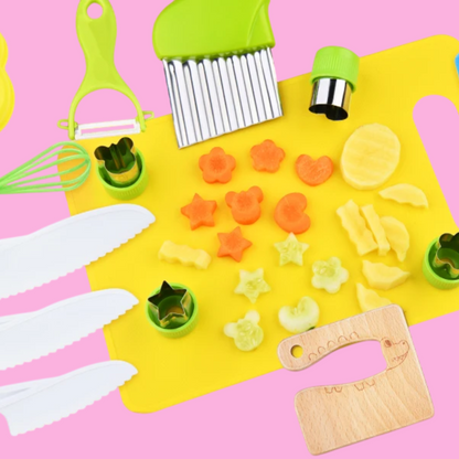 Montessori Kitchen Tools for Toddlers | 17 Pieces Kids Safe Knives for Real Cooking