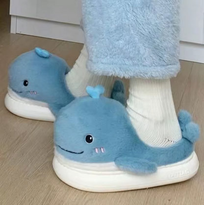 Cute Dolphin Slippers for Women & Men – Plush Animal House Shoes, Funny Bedroom Slippers, Soft Fuzzy Indoor Slippers